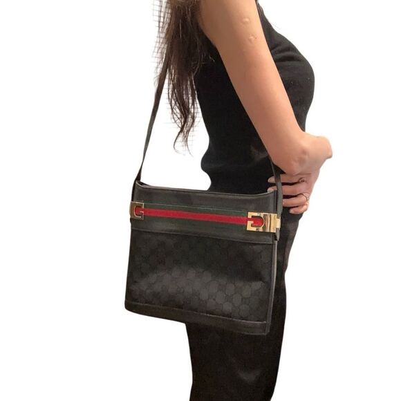 Gucci black Gg horse bit web shoulder bag - Picture 3 of 16